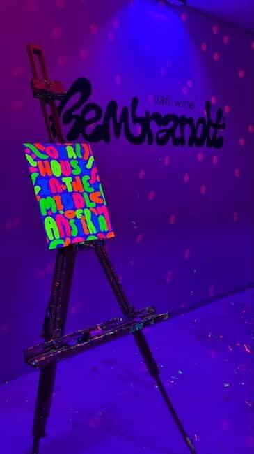 Amsterdam: Paint and Sip in the Dark at Rembrandt van Wine - Price and what you’re getting for $61