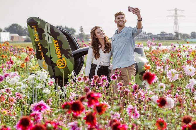 Drive it yourself electric Dune & Summer Flower GPS audio tour - De Tulperij: get close to the dahlia flower fields